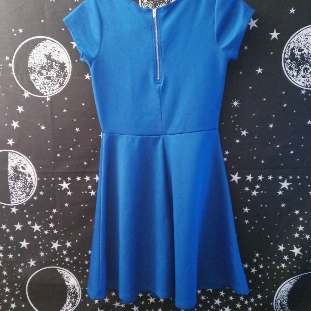 Rue21 Blue Fit and Flare Dress with Cap Sleeves